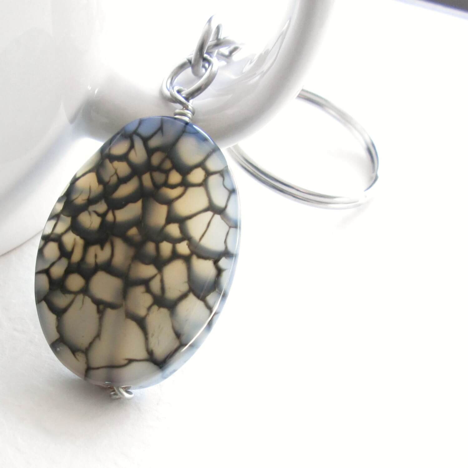 Spider+Web+Agate+Key+Chain,+